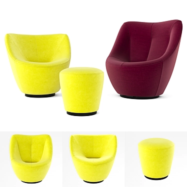 Anda Chair and Ottoman Set 3D model image 1 