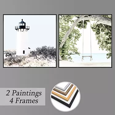 Elegant Wall Art Set with Multiple Frames 3D model image 1 