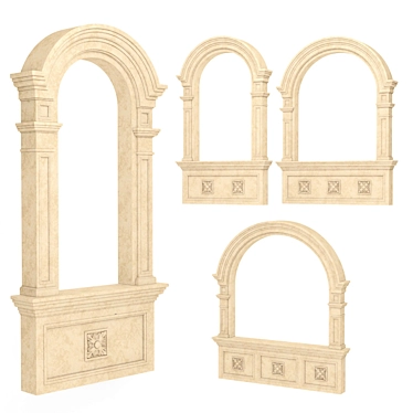 Elegant Arched Window Frames - 4 Sizes 3D model image 1 