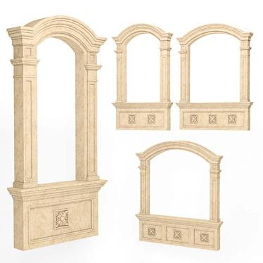 Elegant Arched Window Trims 3D model image 1 