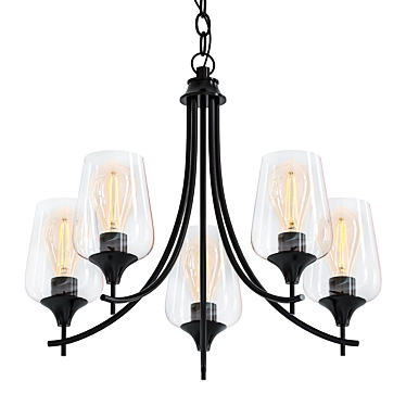 Elegant Black Crystal Ashley Chandelier 3D model image 1 