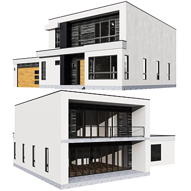 Cubical Urban Home with Garage 3D model image 1 