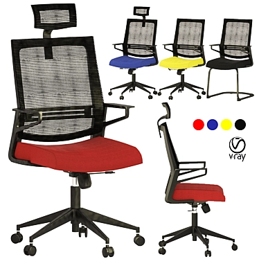 3D Office Chair Set: Stylish Designs 3D model image 1 