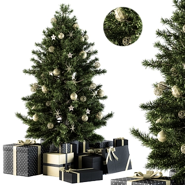 Christmas Green Tree with Gift 3D model image 1 