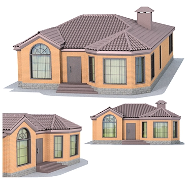 Brick House Model (18x11x5.5m) 3D model image 1 