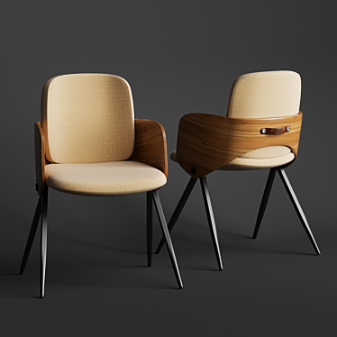 Stylish Isla Chair: Beige Polyester Upholstery, Steel Legs 3D model image 1 