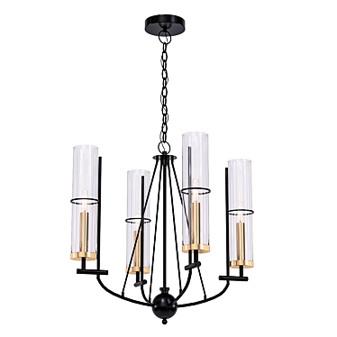 Elegant Smoked Iron & Gold Chandelier 3D model image 1 