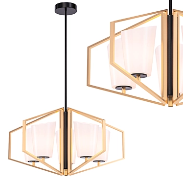 Luxury Gold & Black 5-Light Chandelier 3D model image 1 