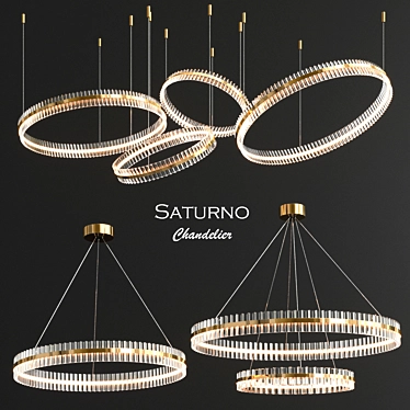 Elegant Saturno Chandelier - 3 Options 3D model image 1 