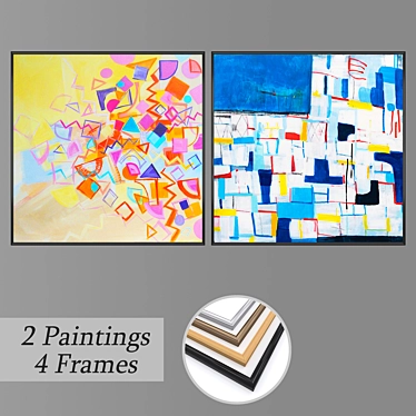 Elegant 2-Piece Wall Art Set 3D model image 1 