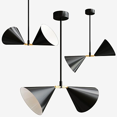 Elegant Double Pendant Light 3D model image 1 