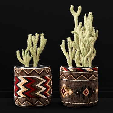 African Pattern Cactus Vase 3D model image 1 
