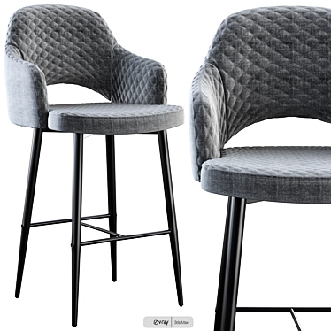 Martin Half Bar Chair: Dark Grey Fabric, Black Legs 3D model image 1 