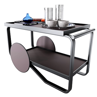 Sleek Birch Tea Trolley 3D model image 1 