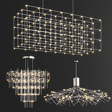 Celestial Glow: Quasar Chandeliers 3D model image 1 