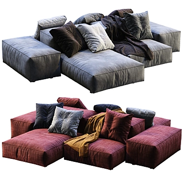 Supposed product title: Livingdivani Sofa Extra Wall - 2 Color Version 3D model image 1 
