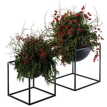 104-Piece Indoor Plant Set with Black Stand 3D model image 1 