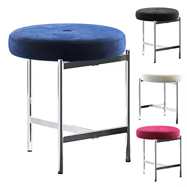 Elegant Metal Vanity Stool 3D model image 1 