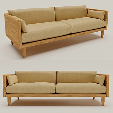 Sherwood Exposed Wood Sofa 3D model image 1 