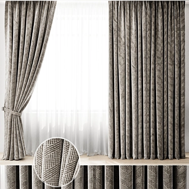 Modern Geometric Curtain Set 3D model image 1 