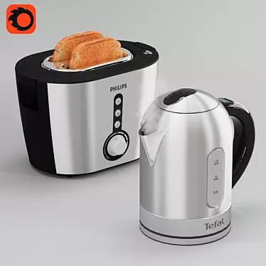 Philips Toaster + Tefal Kettle: Perfect Kitchen Combo 3D model image 1 