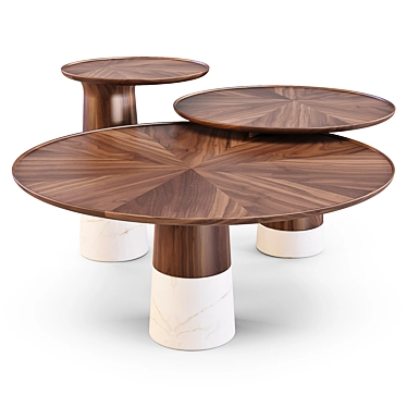 Roche Bobois Colorado: Marble and Walnut Coffee Tables 3D model image 1 