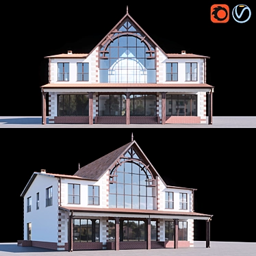 Elegant Two-Storey Home 3D model image 1 