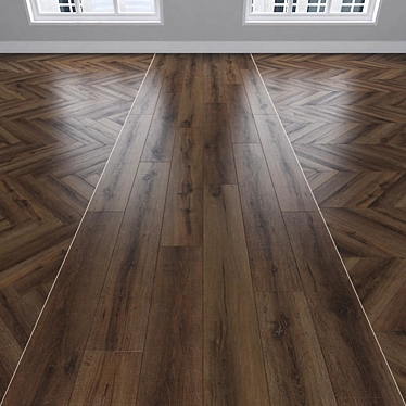 Three Types of Parquet Oak: Herringbone, Linear, Chevron 3D model image 1 