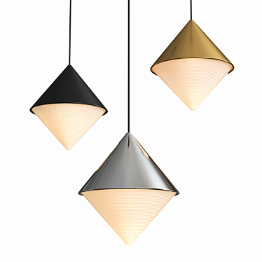 Modern Half & Half Pendant Cone, Multiple Finishes 3D model image 1 