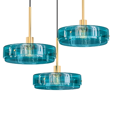 Blue Glass Pendant Light, LEWIS 3D model image 1 