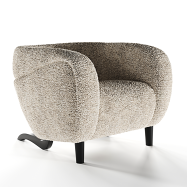 Elegant White Boucle Club Chair 3D model image 1 
