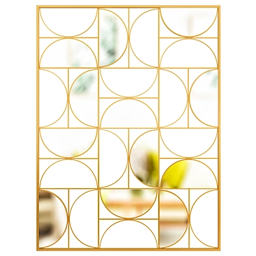 Luxurious Gold Metal Mirror Wall Art 3D model image 1 