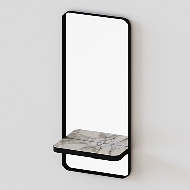 Sutton Mirror: Sleek Gun Metal Frame with Marble Shelf 3D model image 1 
