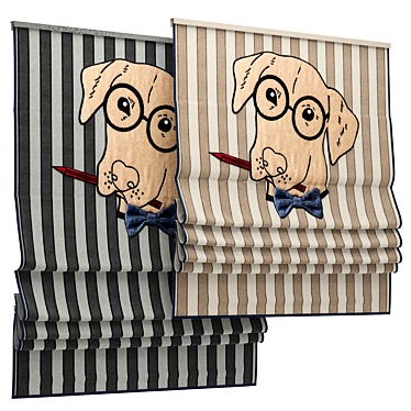 Playful Roman Blind for Kids' Room 3D model image 1 