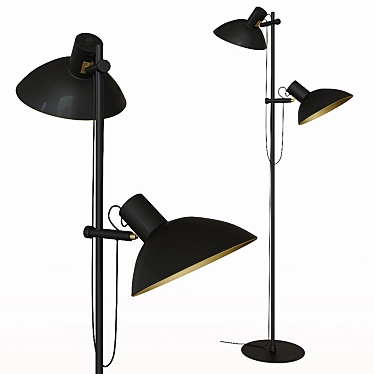 Sleek Black Floor Lamp | Halo Design Metropole 3D model image 1 