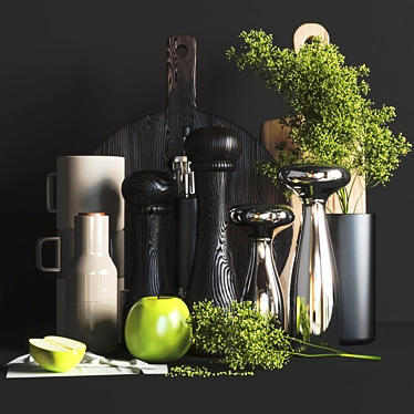 EcoBlend+: Black & Green Kitchen Set 3D model image 1 