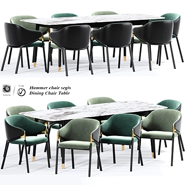 Modern Hammer Chair: Stylish Dining Table and Chairs Set 3D model image 1 