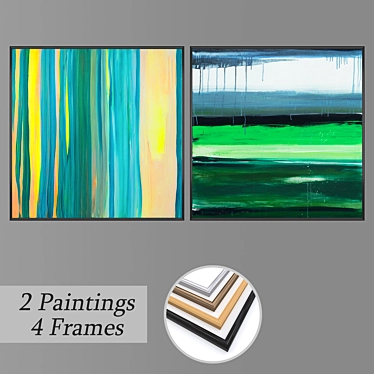 Vintage Frames & Art Prints Set 3D model image 1 