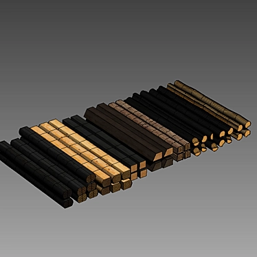 Stained Logs with Various Sections 3D model image 1 