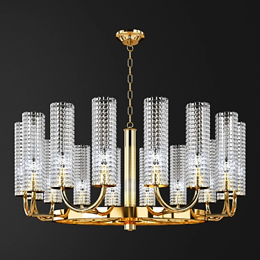 Gilded Glass Sea Chandelier 3D model image 1 