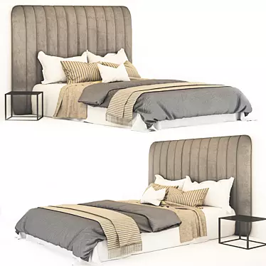 Sleek Gray Bed: Modern Style Bedroom Furniture 3D model image 1 