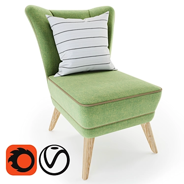 Evald Clara Chair with Decorative Ikea Cushion 3D model image 1 