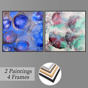 Gallery Set: 2 Paintings, 4 Frame Options 3D model image 1 
