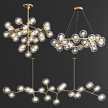 Elegant LED Bubble Chandeliers 3D model image 1 