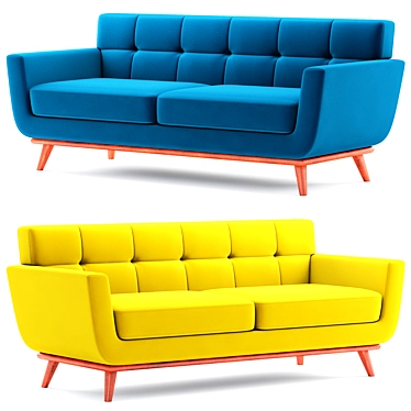 Minimalist Mid-Century Loveseat 3D model image 1 