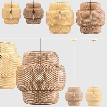 Handcrafted Rattan Pendant Lights 3D model image 1 