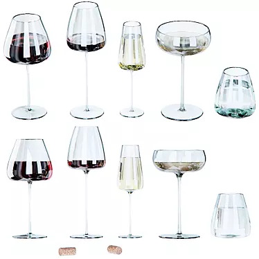 Bork Glassware Set: Wine, Champagne, Cocktails 3D model image 1 