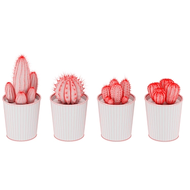 Sleek Cactus Set for Modern Spaces 3D model image 1 