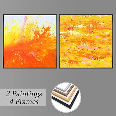 Artful Frames: Set of 2 Wall Paintings 3D model image 1 