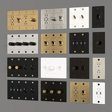 Sleek US Switches in Chic Finishes 3D model image 1 